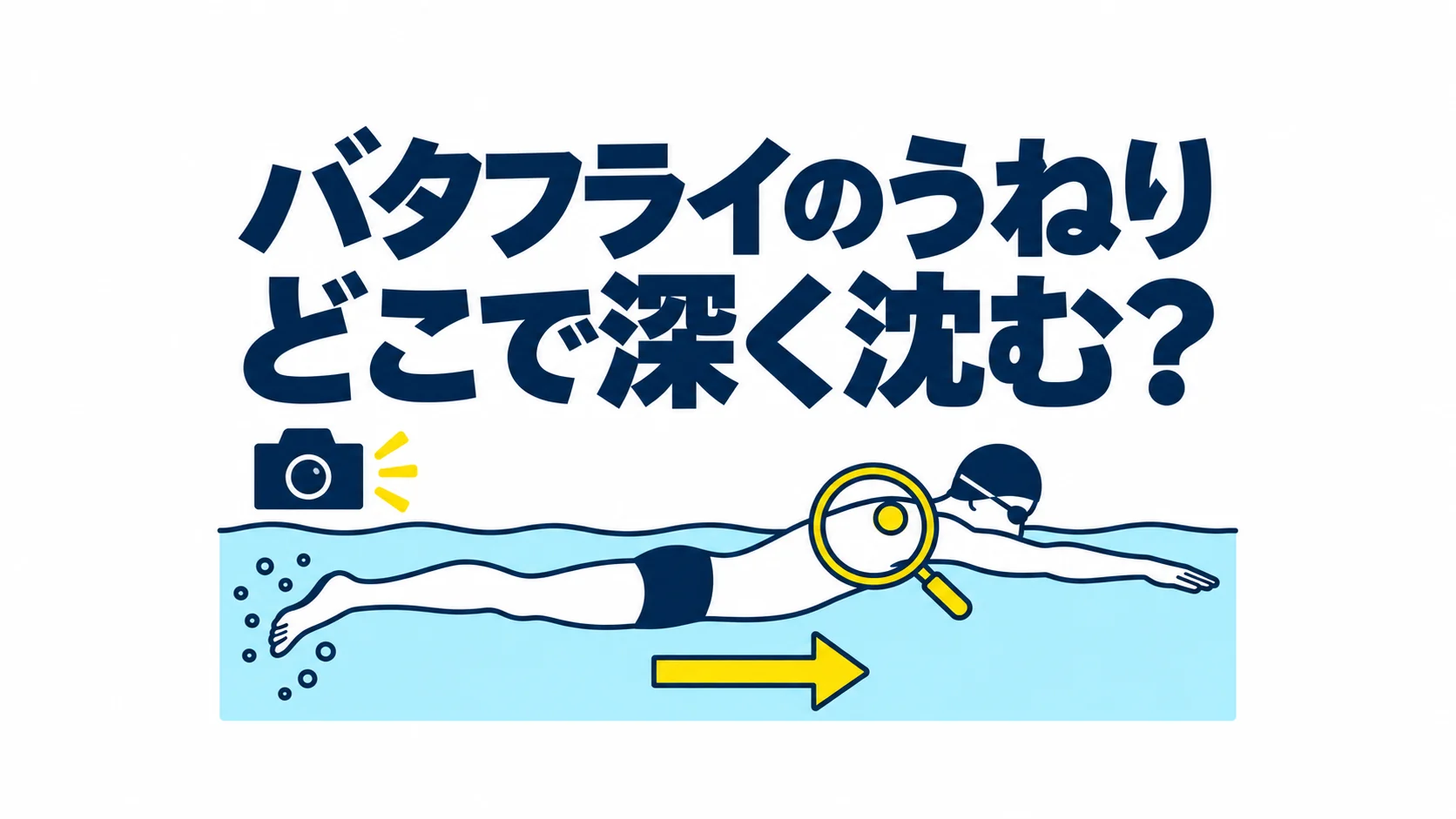 バタフライのうねりが大きすぎる？沈む場面を横からの動画で見直す