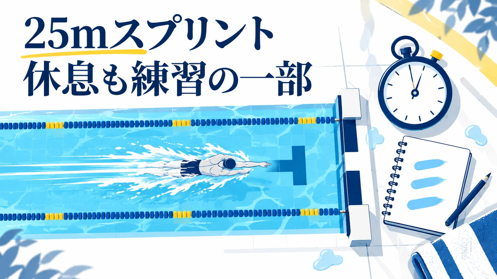 25mスプリントは何秒休む？水泳の休息時間と本数の決め方